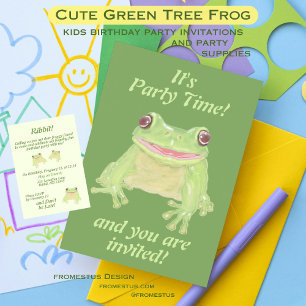 Invitación Rana de árbol verde lindo - texto completo de la f