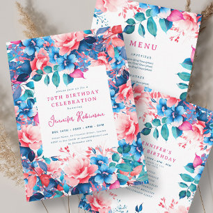 Moda acuarela Floral 70 cumpleaños libro de invita
