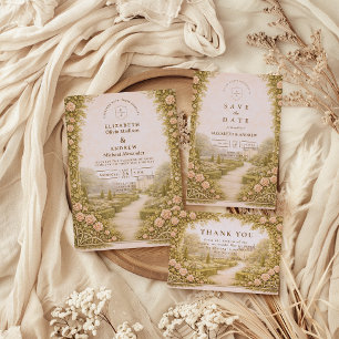 Invitación Boda en viñedo de jardín rústico