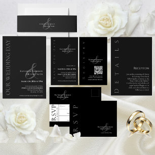Invitación Foto moderna en blanco y negro-Boda - Gracias-