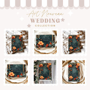 Tarjeta De Agradecimiento Boda floral ornamental Art Nouveau