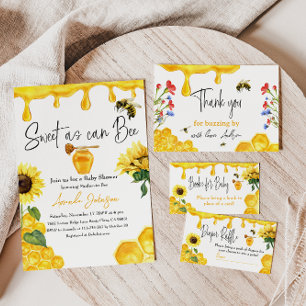 Invitación Sweet Yellow Honey Comb Sunflower Bee Baby Shower