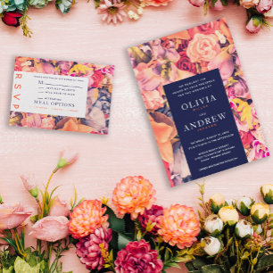 Invitación Elegante Boda de fondo floral de colores