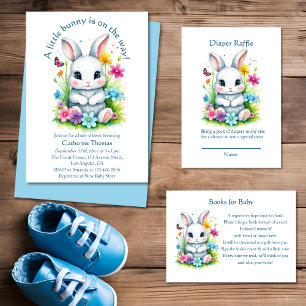 Invitación Little Bunny Wildflower Garden Easter Baby Shower