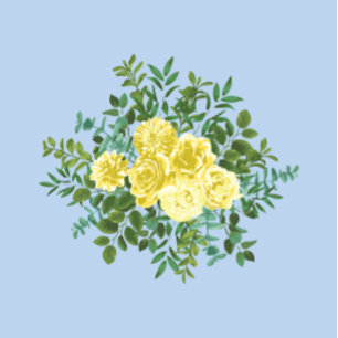 Invitación Boda de primavera vintage de Rosa amarillo y azul 