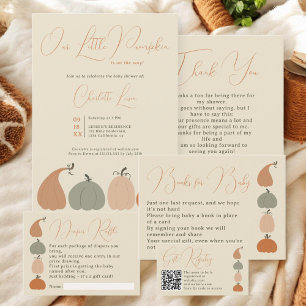 Tarjeta De Agradecimiento Calabaza Rustica Neutral Fall Gracias Baby Shower