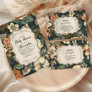 Invitación Flores de color de agua de época Baby Shower