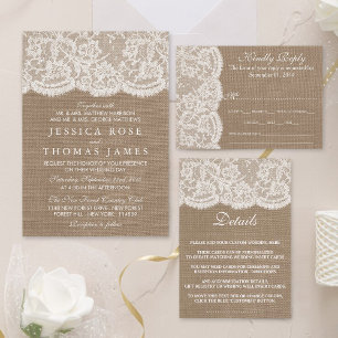Invitaciones a la colección de Bodas Burlap & Lace