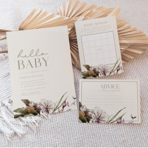 Invitación HELLO BABY   Sage & Ivory Modern Boho Baby Shower