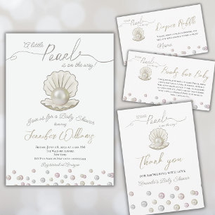 Pegatina Cuadrada Little Pearl Under Sea Pearlcore Baby Shower