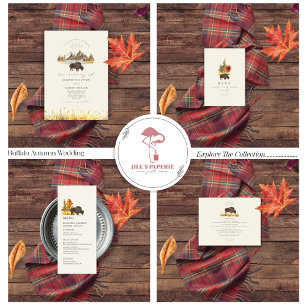 Invitación Buffalo Bison Watercolor Mountains Autumn Boda