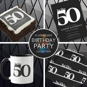 Servilleta De Papel Black White Bold Modern Hello 50 Birthday Party