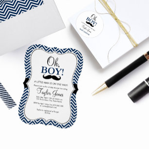 Oh Boy Mustache Invitación Baby Shower / Armada