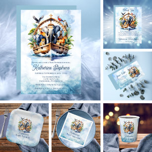 Servilleta De Papel Noah's Ark Cute Animals Blue Boy Baby Shower