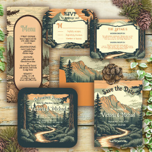 Invitación Todo En Uno Parque nacional Camping Boda de aventuras al aire 