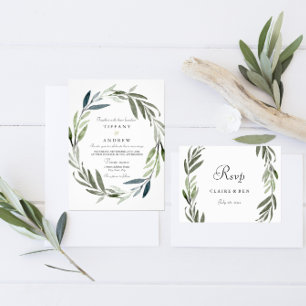 Invitación a la boda de la hoja verde de color de 