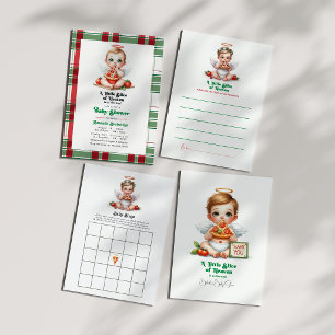 Invitación Ducha de Bebé con Tema de Pizza Un Pequeño Trozo d