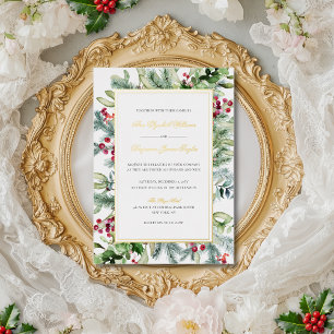 Invitación Con Relieve Metalizado Ava Catholic Real Foil Wedding Invitation & RSVP F