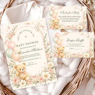 Servilleta De Papel Dulce Oso de Peluche Fiesta de Bebé Floral