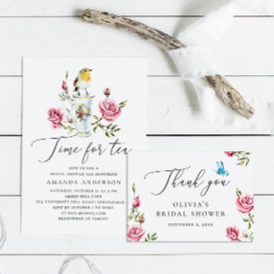 Invitación Es hora de tomar té. Elegante guión de ducha de no