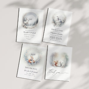 Tarjeta De Agradecimiento Boda de ardillas del bosque encantado