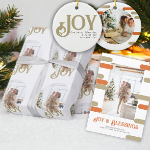Tarjeta Festiva Navidades de fotos en bloques modernos personaliza