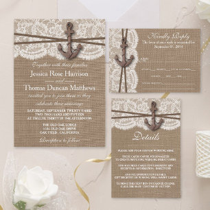 Invitación La colección de Bodas de ancla náutica rusa