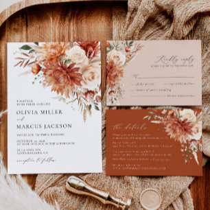 Invitación a la boda Rosa Boho Terracotta Dahlia