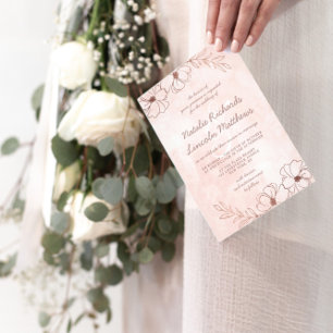 Invitación Ducha de bodas para parejas de oro rosadas y Rosas