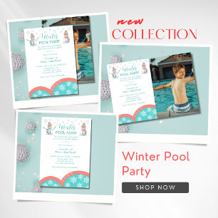 Invitación Fiesta fotográfico de cumpleaños de la piscina de 