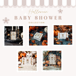 Invitación Neutral Cottagecore Halloween Baby Shower