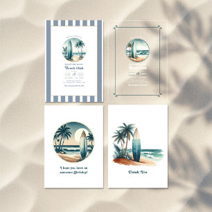 Invitaciones Acrílicas Fiesta de cumpleaños del Trendy Retro Beach Club