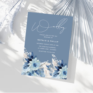 Invitación Dusty Blue Trendy Modern All Seasons Boda