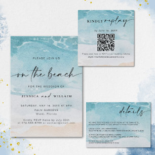Invitación Playa De Acuarela En La Boda De La Playa