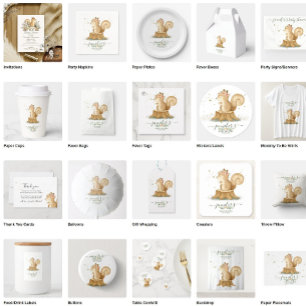 Invitación Cinta Botánica Cute Squirrel Baby Shower