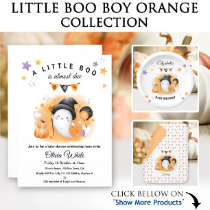 Póster Halloween Baby Shower Little Boo Favor Rótulo