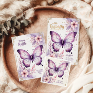 Invitación Una mariposa en camino a Baby Shower Gold