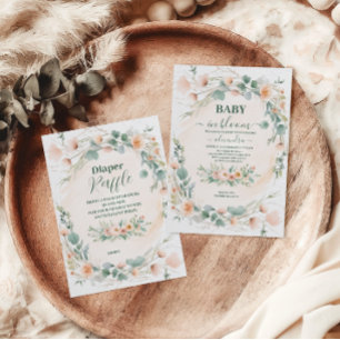 Invitación Bebé floral rosa Rubor en ducha de flores