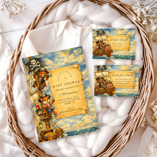 Tarjeta De Recepción Rifa de pañales de libro de aventuras piratas