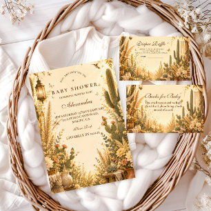 Invitación Chorro de Cactus Boho Baby Shower