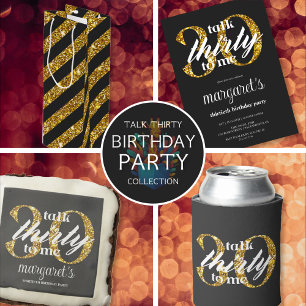 Camiseta Habla Treinta Para Mí Purpurina Oro Negro Cumpleañ