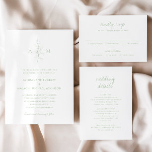 Tarjeta De Recepción Alisha Sage Green Botanical Elegant Wedding