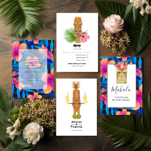 Tarjeta De Confirmación De Asistencia Playa de verano Tiki Time Luau