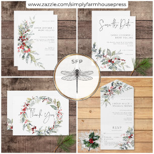 Tarjeta De Agradecimiento Boda de Nieve y Berries, un invierno ruso