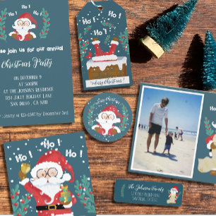 Navidades de Santa Claus Fiesta Invitación azul