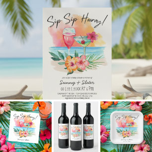Invitación Seaside Sippin   Tropical Beach Baby Shower
