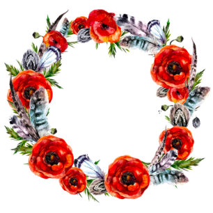 Boho Rojo Poppy Feathers Parejas Ducha Invitación