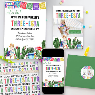 Tarjeta De Agradecimiento Foto de tercer cumpleaños de Three-esta Fiesta