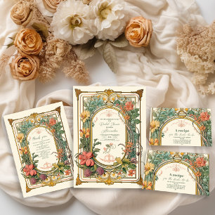 Tarjeta De Agradecimiento Foto: Vintage Floral Art Nouveau Bridal Shower