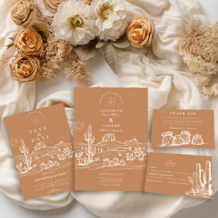 Invitaciones Acrílicas Rústico Boda del paisaje del desierto de Cactus